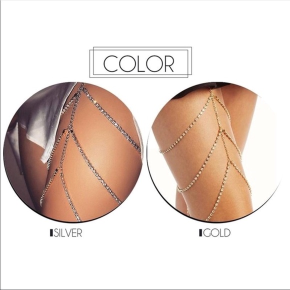 3 layered crystal rhinestone festival leg chain - Picture 2 of 8